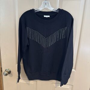 Maurices Black Crew Neck Sweater with Silver Detailing